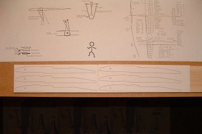 Rib template affixed to a 3/16th sheet of balsa.