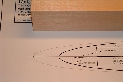 Close up of lengthened fuselage pod plan.